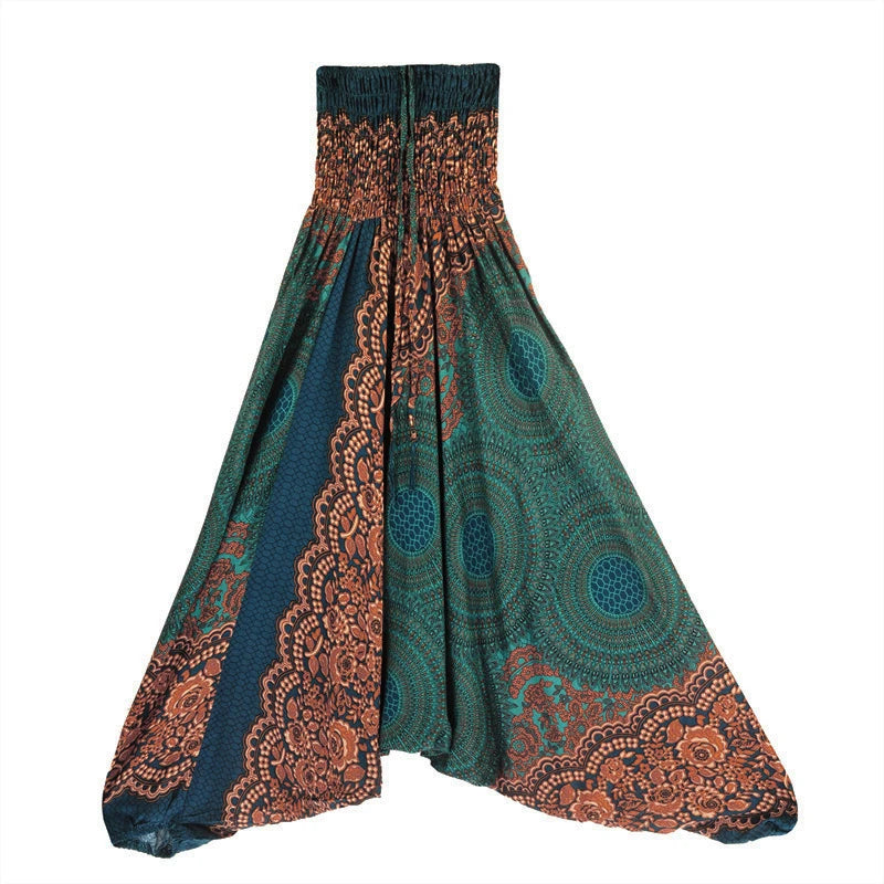 Bohemian Hosen Frauen Pantalones Mujer Hippie Hohe Taille Rayon Harem Baggy Boho Yoga Strand Tragen Gießen Femme Calca Feminina Gedruckt