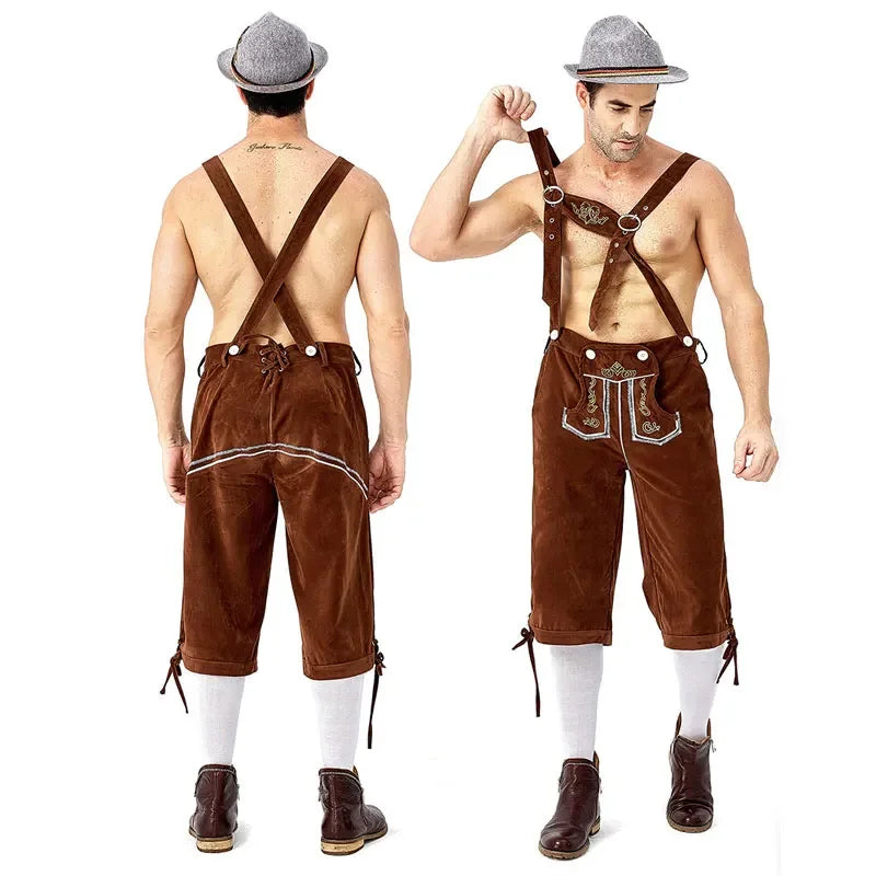 Männer Bayerisches Bier Männliches Hemd Strampler Shorts Set Cosplay Kostüm Deutsches Oktoberfest Kostüme Halloween Festival Party Outfit