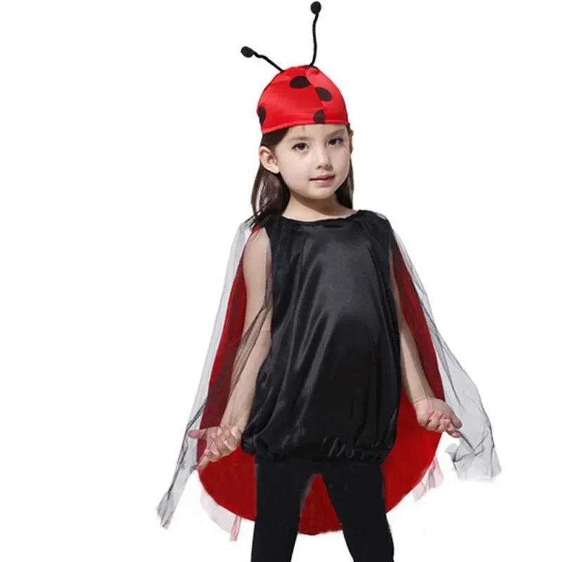 Kinder Mädchen Rot Marienkäfer Marienkäfer Mantel Antenne Hut Kleidung Party für kinder Cosplay Halloween Kostüm