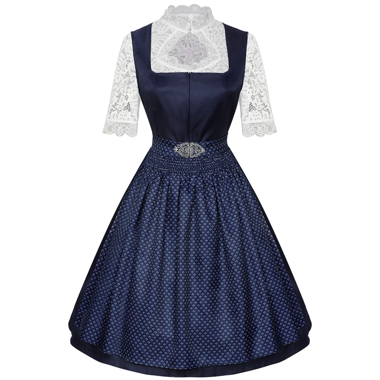2025 Cosplay Kleid für Frauen Midi Rot Kostüm Kleid Oktoberfest Bier Maid Frauen Dirndl Kleid mit Spitze Schürze Mode Halloween