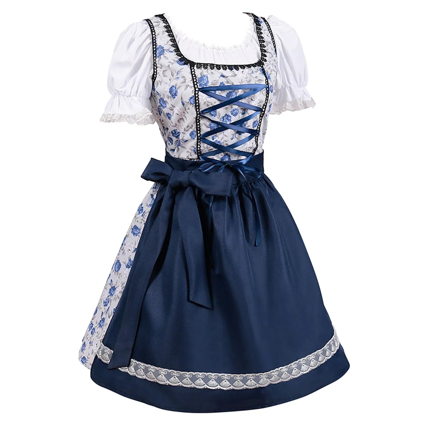 Oktoberfestkleid mit Schnürung und Schürze, traditionelle bayerische Bierkostüme, deutsche Dirndl-Partykleider