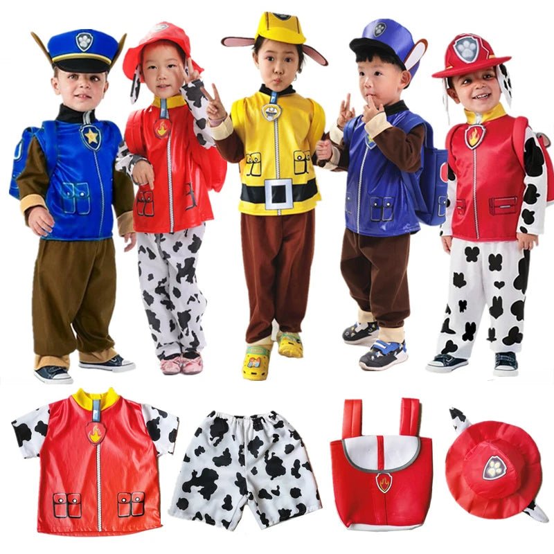 Anime Dog Patrol Kids Tops Pants Backpack Hat Marshall Chase Skye Zuma Rubble Children Patrol Uniforms Halloween Cosplay Costume - TRENSET
