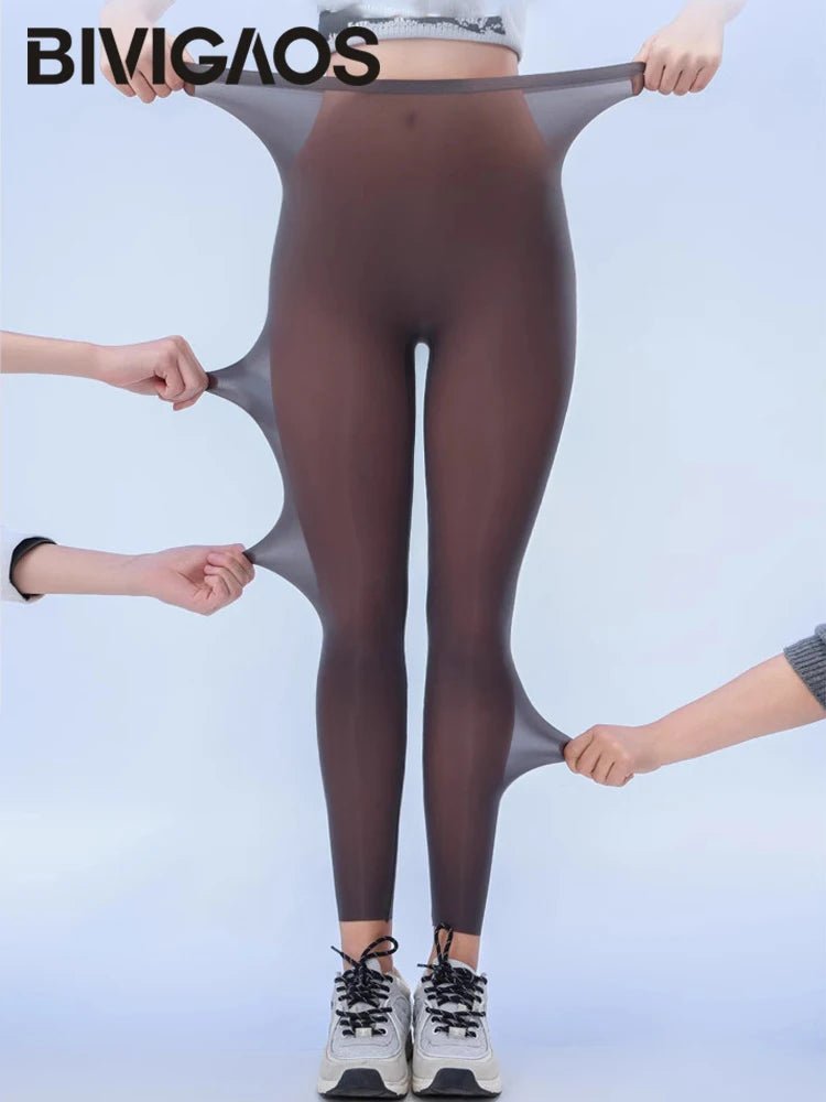 BIVIGAOS Summer Ultra - Thin Skin Sunscreen Leggings Women High Elastic Transparent Facial Mask Underwear Tight Sexy Sport Legging - TRENSET
