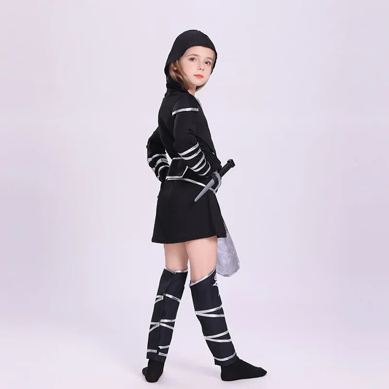 Boys Girls Ninja Cosplay Costume for Kids Anime Samurai Costume Kung Fu Dragon Ninja Jumpsuit With Weapon Outfit Party Halloween - TRENSET