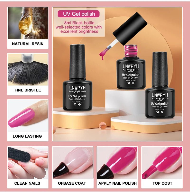 Gel Nail Polish Kit With UV Nail Lamp Electric Nail Drill Machine Soak OFF Gel Nail Kit Base&Top Coat Gel Polish Nail Tool Set - TRENSET