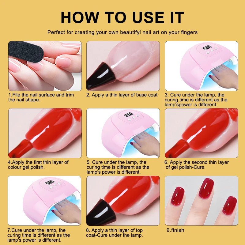 Gel Nail Polish Kit With UV Nail Lamp Electric Nail Drill Machine Soak OFF Gel Nail Kit Base&Top Coat Gel Polish Nail Tool Set - TRENSET