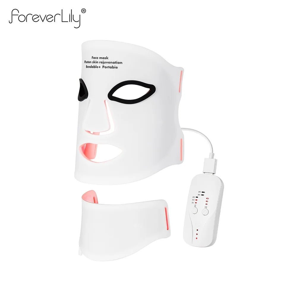 Silicone LED Mask Face With Neck 7 Colors LED Photon Red Light Infrared Therapy Flexible Facial Mask Repair Skin Wireless Use - TRENSET
