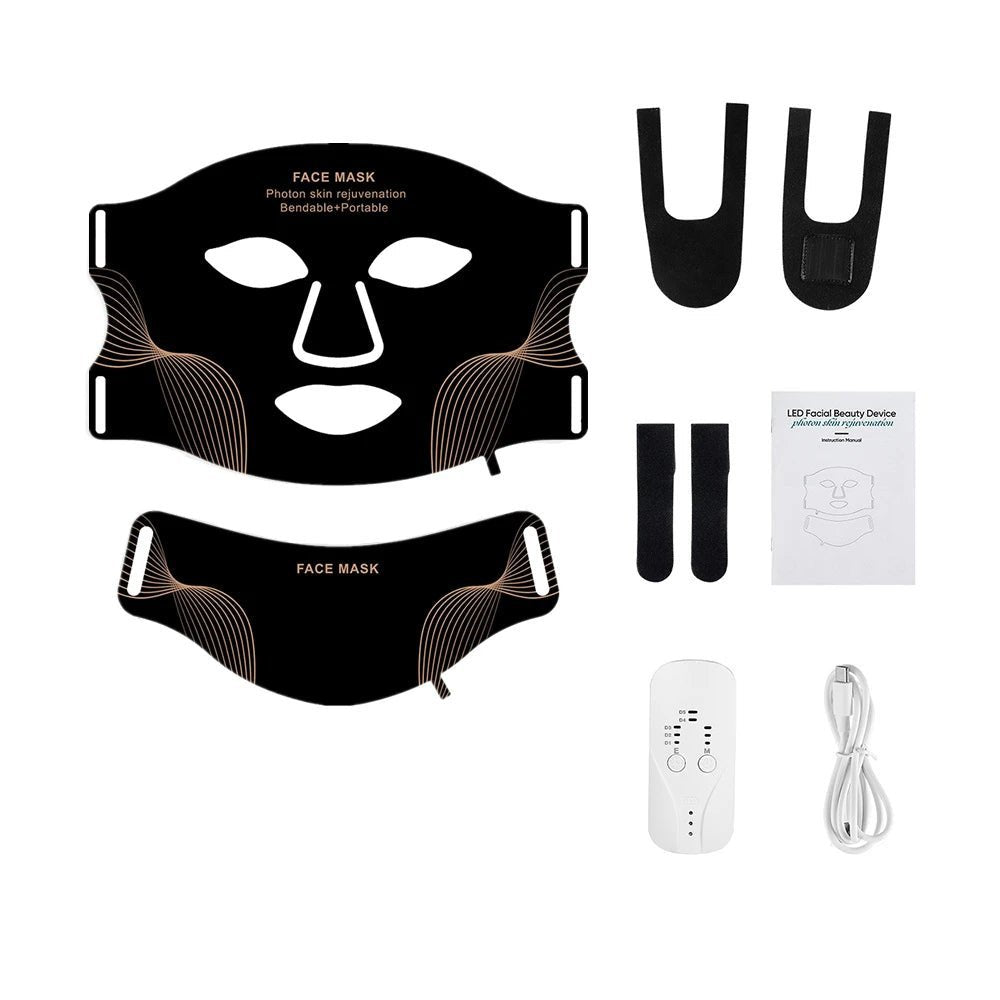 Silicone LED Mask Face With Neck 7 Colors LED Photon Red Light Infrared Therapy Flexible Facial Mask Repair Skin Wireless Use - TRENSET
