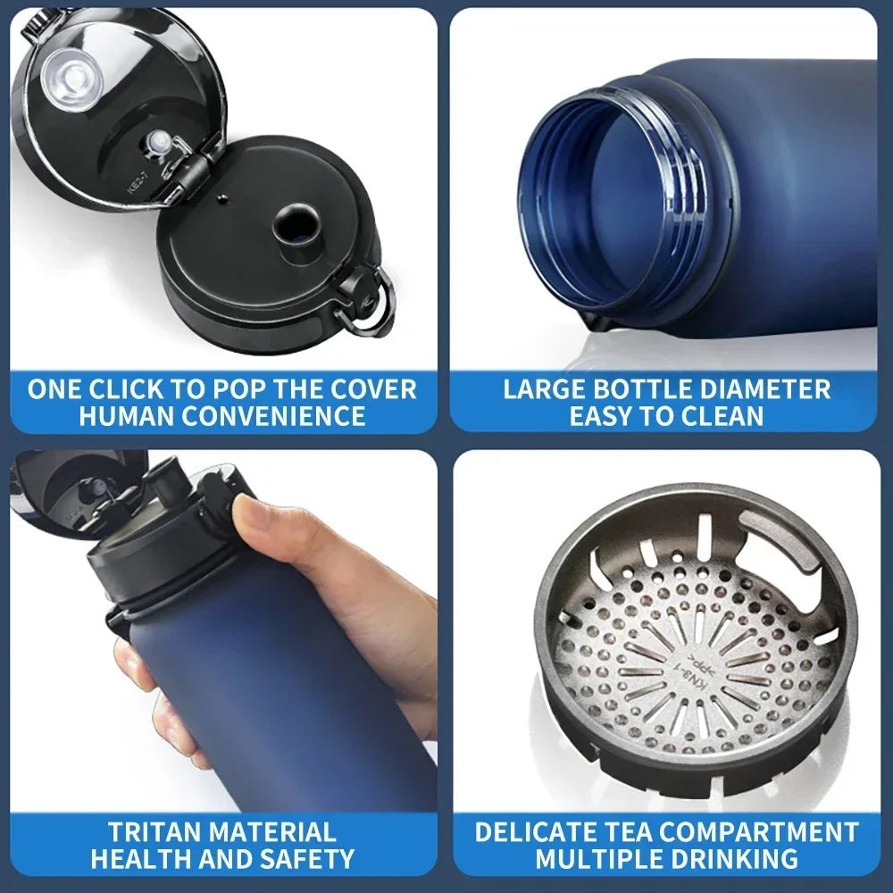 Sports Water Bottle Shaker Outdoor Travel Portable Leakproof Plastic Drink Bottle - TRENSET