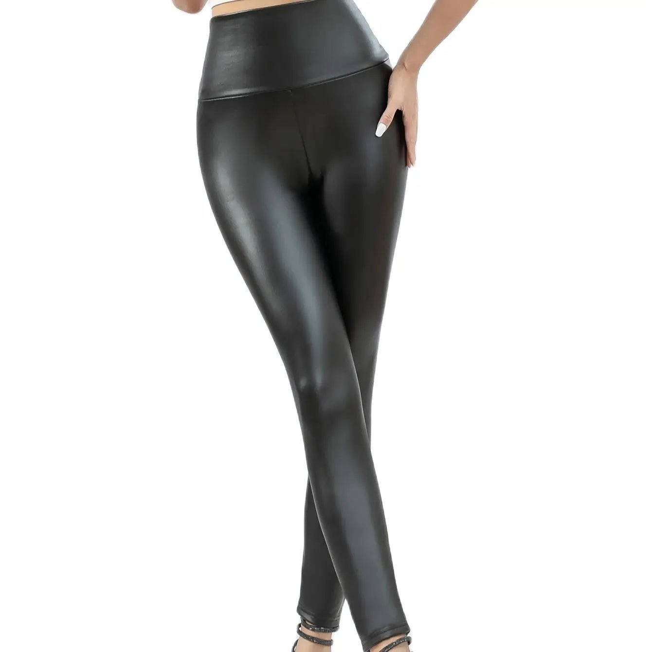 Women thin leather pants autumn and winter high waist slim slim slim leggings wear - TRENSET