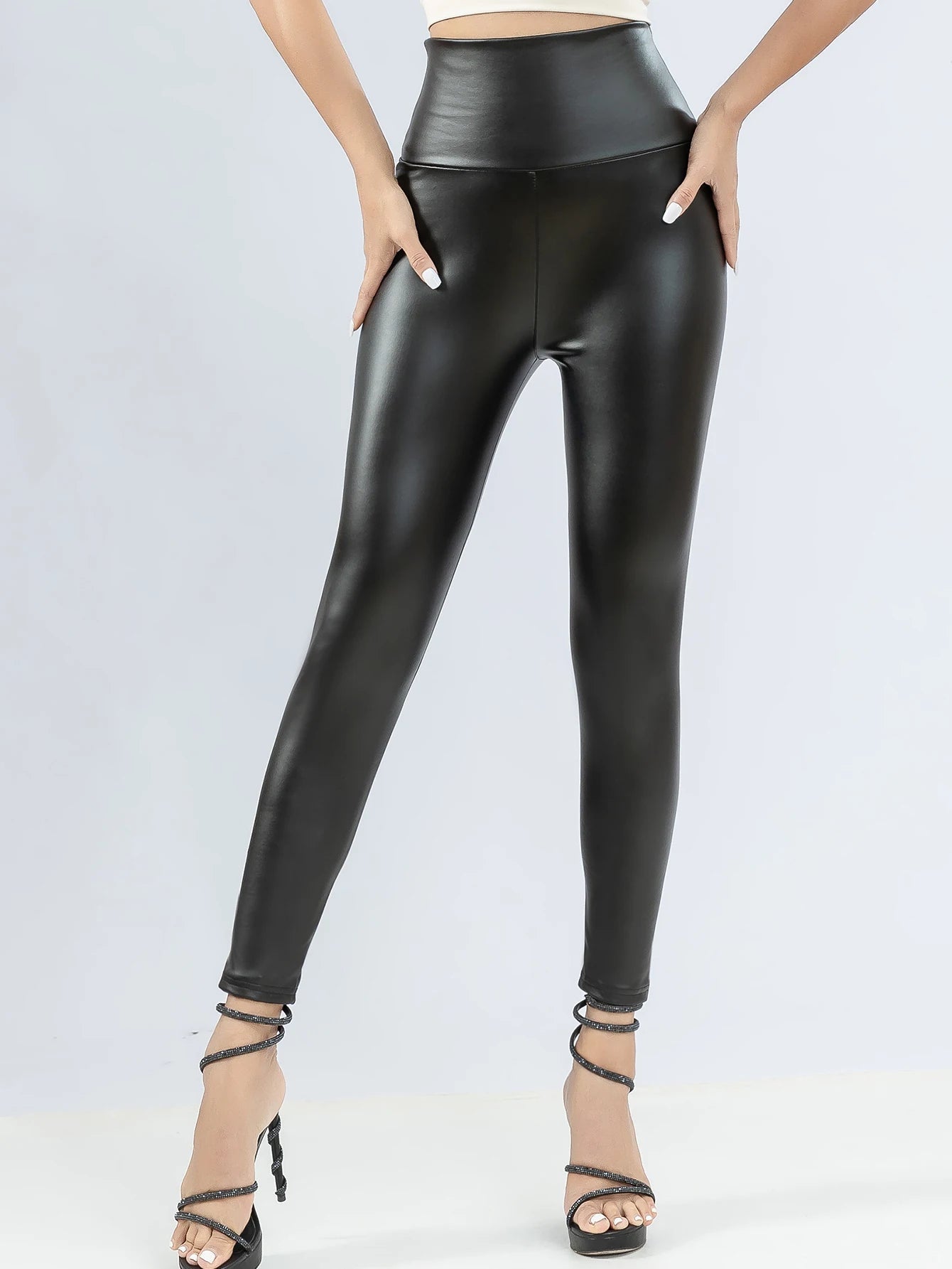 Women thin leather pants autumn and winter high waist slim slim slim leggings wear - TRENSET