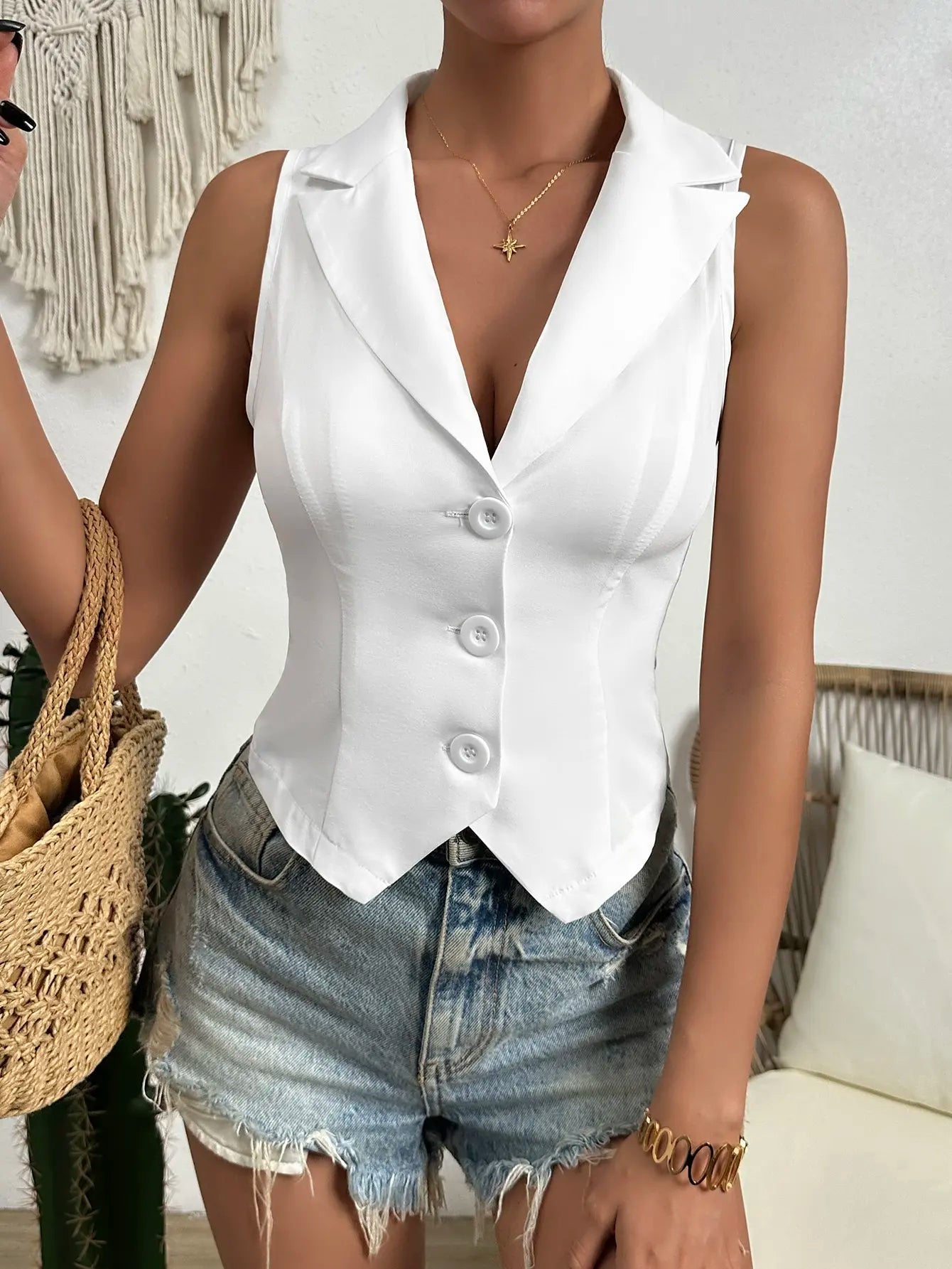 2024 spring new women's fashion Europe and the United States style casual slim vest vest vest - TRENSET