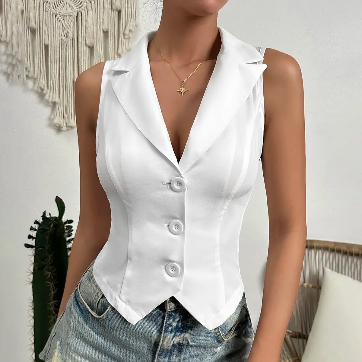 2024 spring new women's fashion Europe and the United States style casual slim vest vest vest - TRENSET
