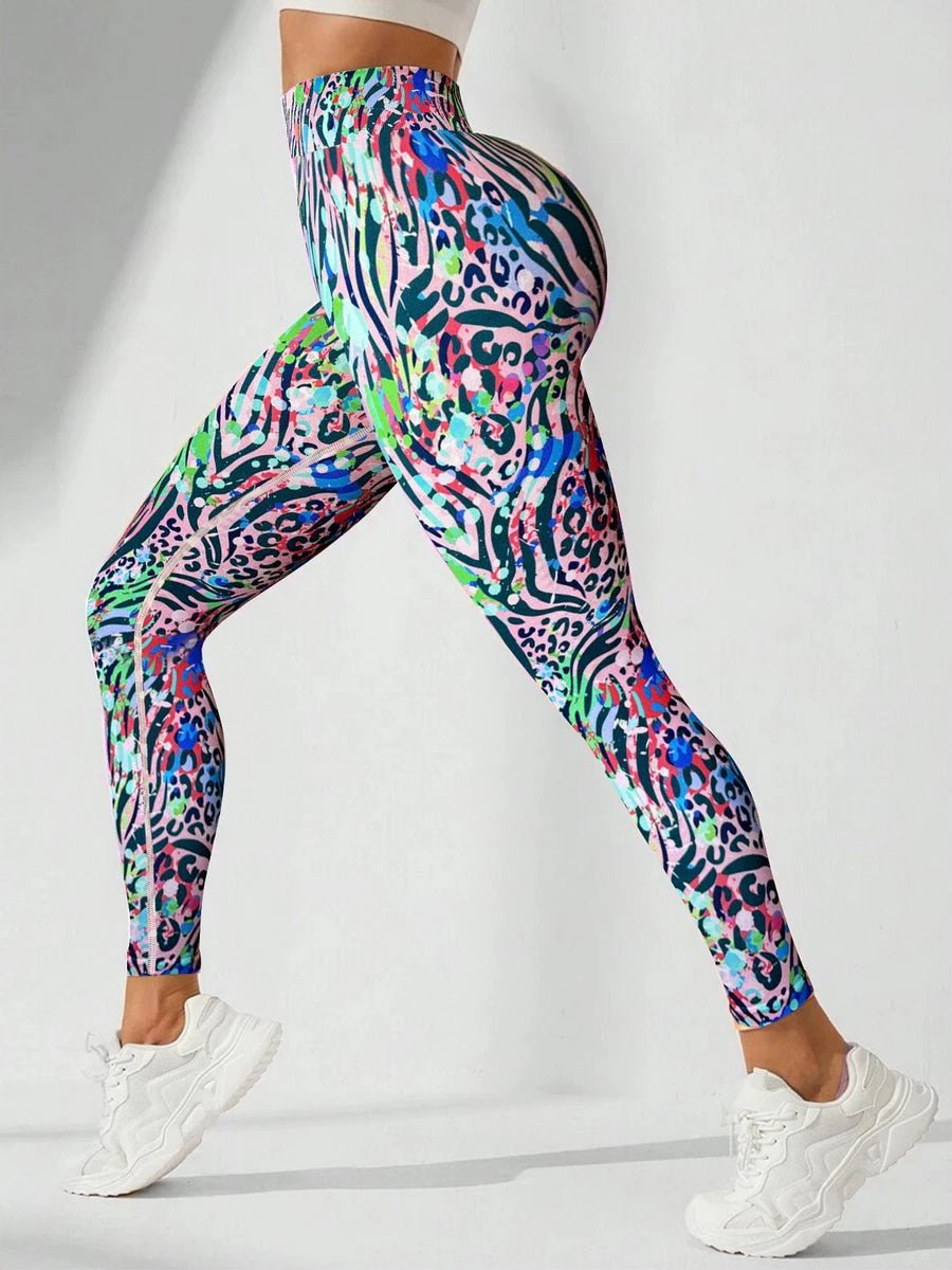 4 Colors Painted High Elastic Yoga Leggings 2025 Women High Waist Fitness Outfits for Women Sports Gym Athletic Jogging Workout - TRENSET