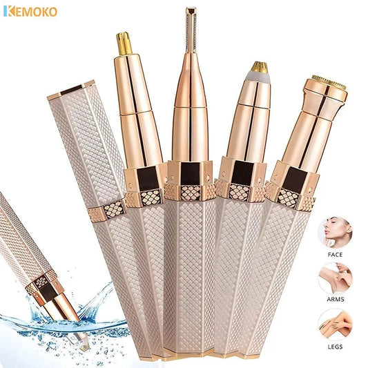 4 In 1 Lipstick Shaver Painless Mini Hair Removal Shaver Electric Nose Hair Epilator Face Armpit Hair Remover Eyebrow Trimmer - TRENSET