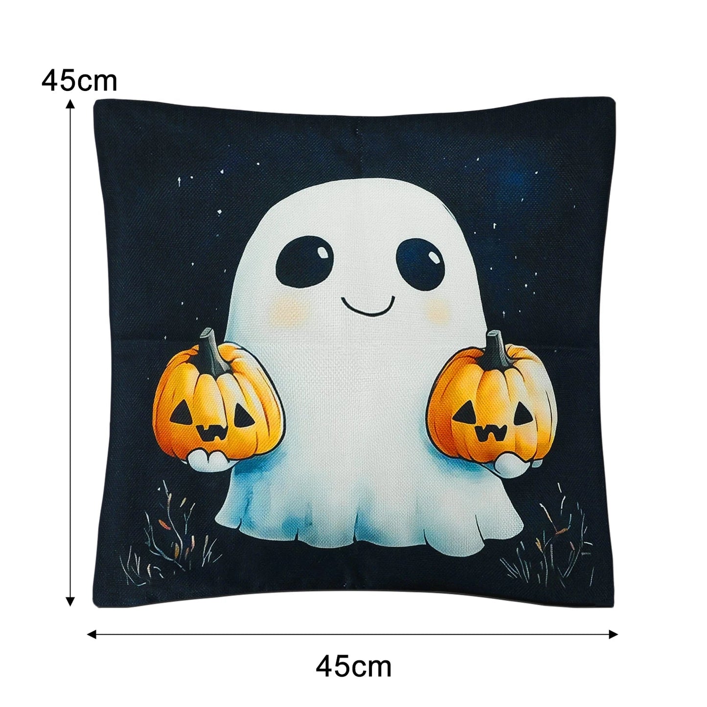 45x45cm Halloween Ghost Pumpkin Pillowcase Printed Linen Blend Throw Pillowcover Decorative Sofa Cushion Pillowslip Home Decor - TRENSET