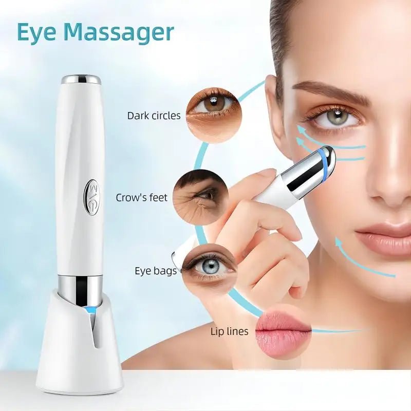 5 In 1 Eye Beauty Device Facial Massager Led Red Light Therapy Wand for Relax Eye Dark Circles Eye Bags Puffiness Skincare Tool - TRENSET