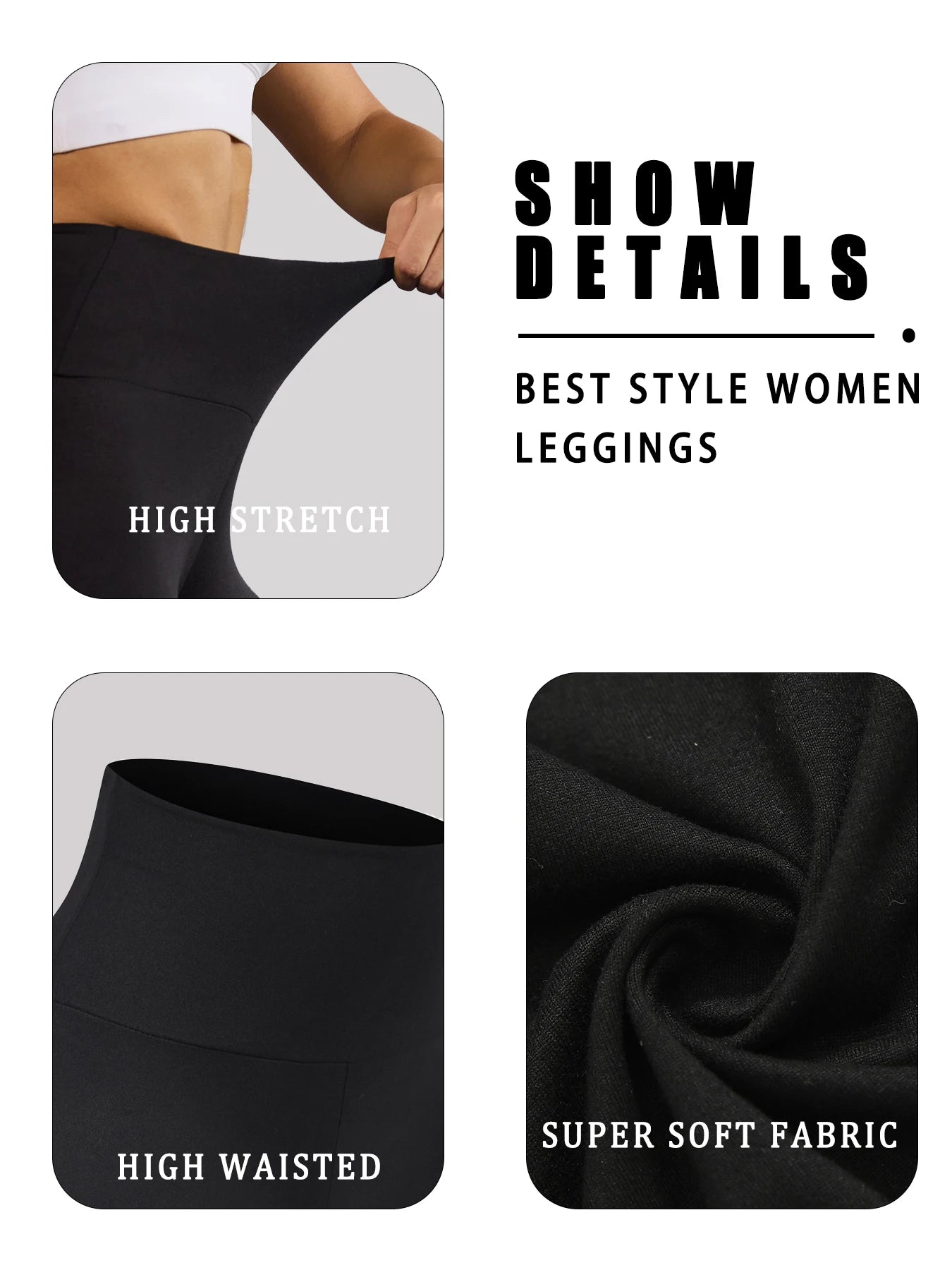 5 Pack Women's Super Soft High Waisted Tummy Control No See Through Workout Yoga Running Athletic Push Up Gym Fitness Leggings - TRENSET