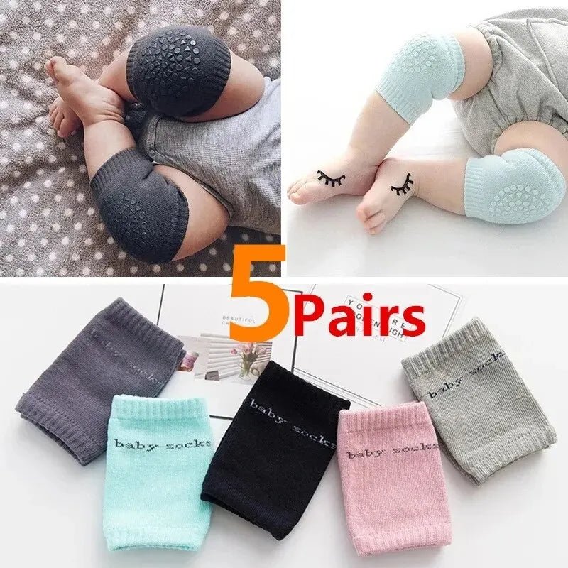 5Pairs Baby Knee Pads Toddler Crawling Anti - Slip Solid Infant Boys Girls Elbow Cushion Pad Safety Protector Toddler Leg Warmer - TRENSET