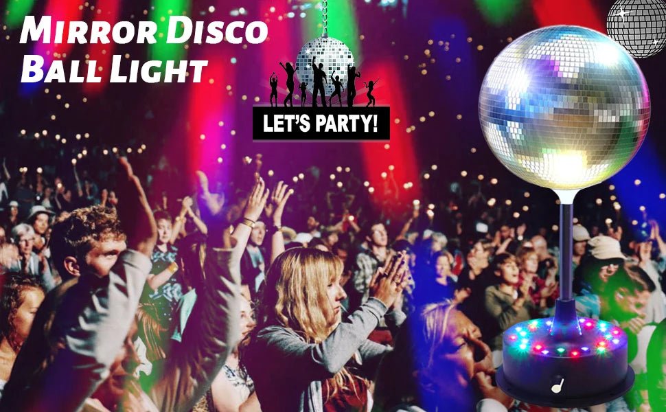 6 Inch Rotating Mirrors Disco Ball Light 5RPM - 9RPM Adjustable Rotary Motor Base 24 RGB LED Mood Lights （USB /Battery Powered) - TRENSET