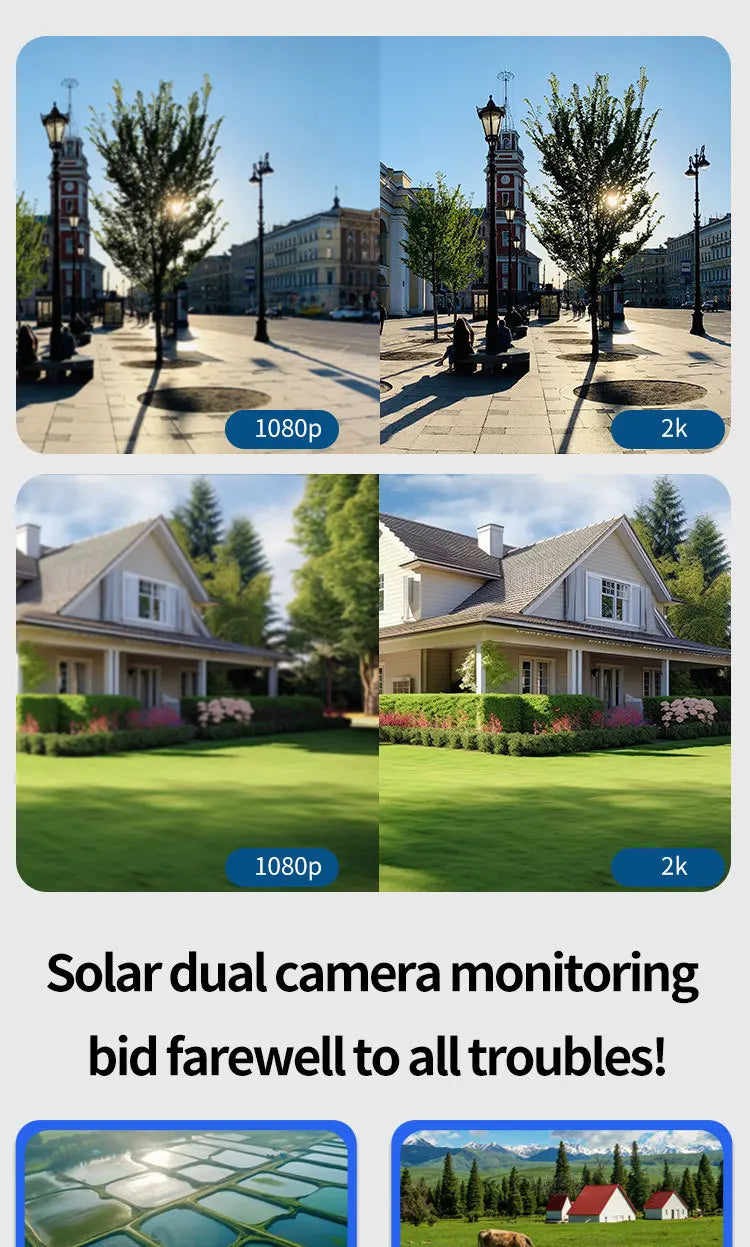 4MP 4G Wireless PTZ Solarkamera Dual Lens Dual Screen Outdoor IP-Kamera Solarpanel Audio PIR Sicherheitsüberwachungskamera