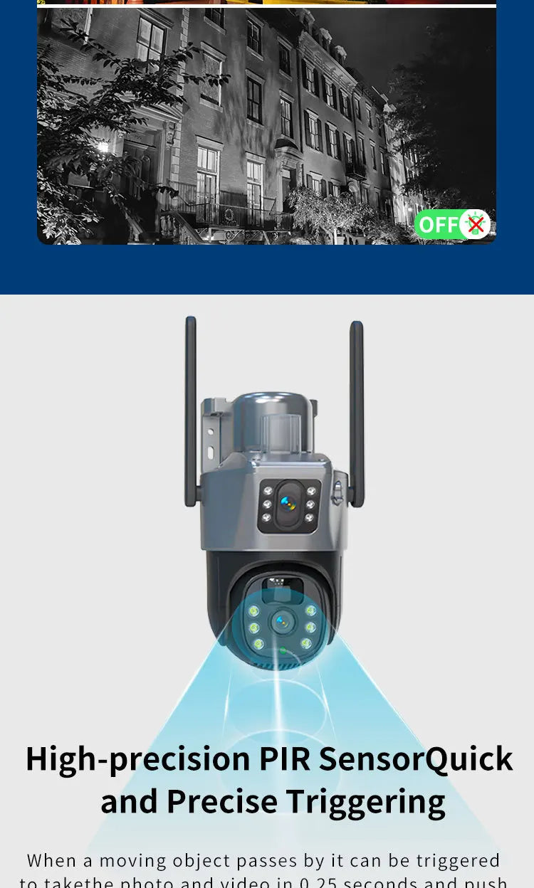 4MP 4G Wireless PTZ Solarkamera Dual Lens Dual Screen Outdoor IP-Kamera Solarpanel Audio PIR Sicherheitsüberwachungskamera