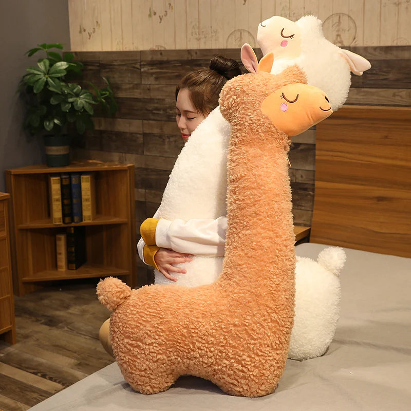 75-130 cm Schönes Alpaka-Plüschtier, weich gefüllt, süßes Schaf, Lama, Tierpuppen, Schlafkissen, Kissen, Heimbett, Dekor, Geschenk