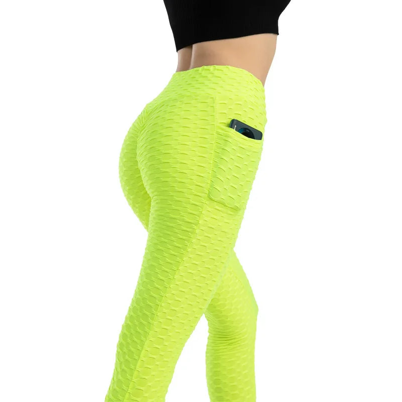 Frauen Mode Tasche Blase Hosen Stretchy Schlank Leggings Gym Laufen Radfahren Fitness Hosen Hohe Taille Hip Lift Leggings Weibliche