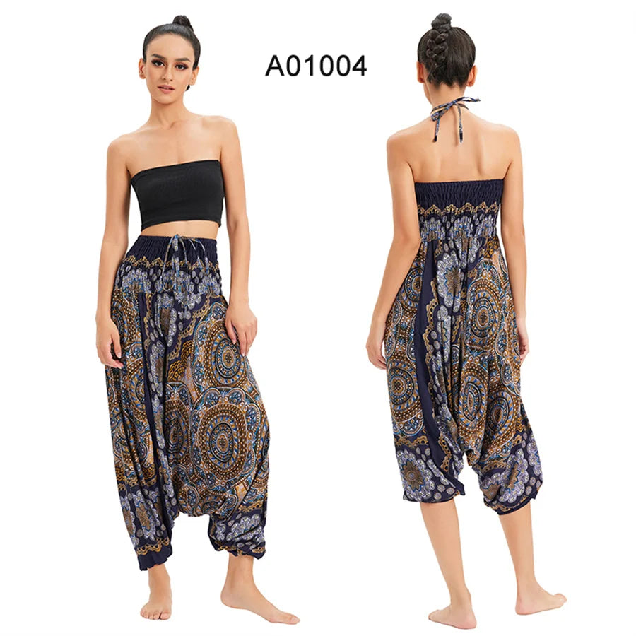 Bohemian Hosen Frauen Pantalones Mujer Hippie Hohe Taille Rayon Harem Baggy Boho Yoga Strand Tragen Gießen Femme Calca Feminina Gedruckt