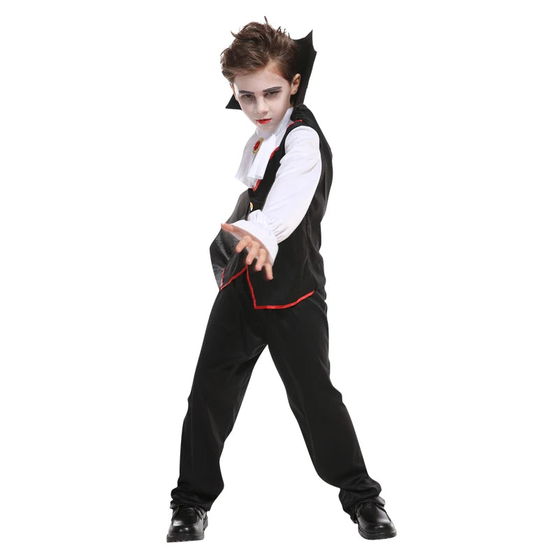Kinder Vampir Cosplay Halloween Kostüme Jungen Fantasy Graf Dracula Gruselige Kleidung Outfits mit Vampirumhängen