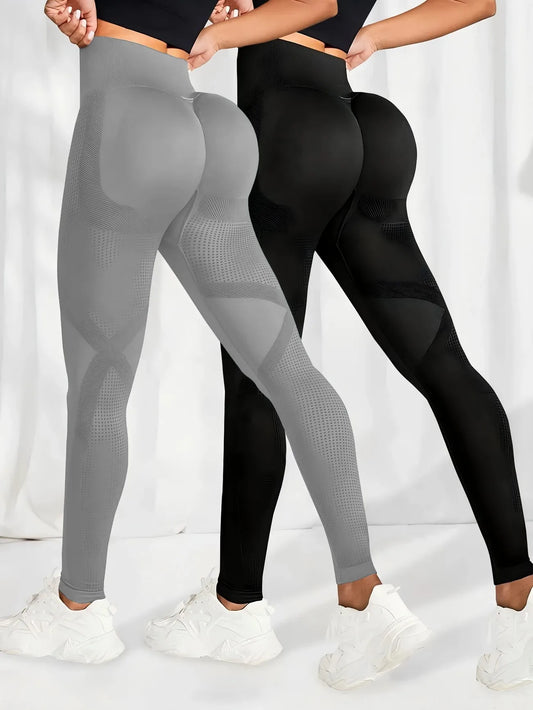 Atmungsaktive Yoga-Leggings mit hoher Taille für Frauen, einfarbig, Bauchkontrolle, Sportbekleidung, bequeme Fitness- und Fitnessstudio-Strumpfhose, Activewear