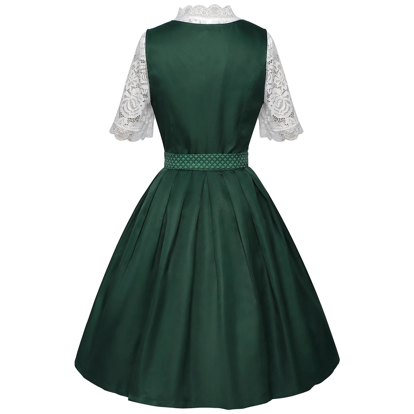 2025 Cosplay Kleid für Frauen Midi Rot Kostüm Kleid Oktoberfest Bier Maid Frauen Dirndl Kleid mit Spitze Schürze Mode Halloween