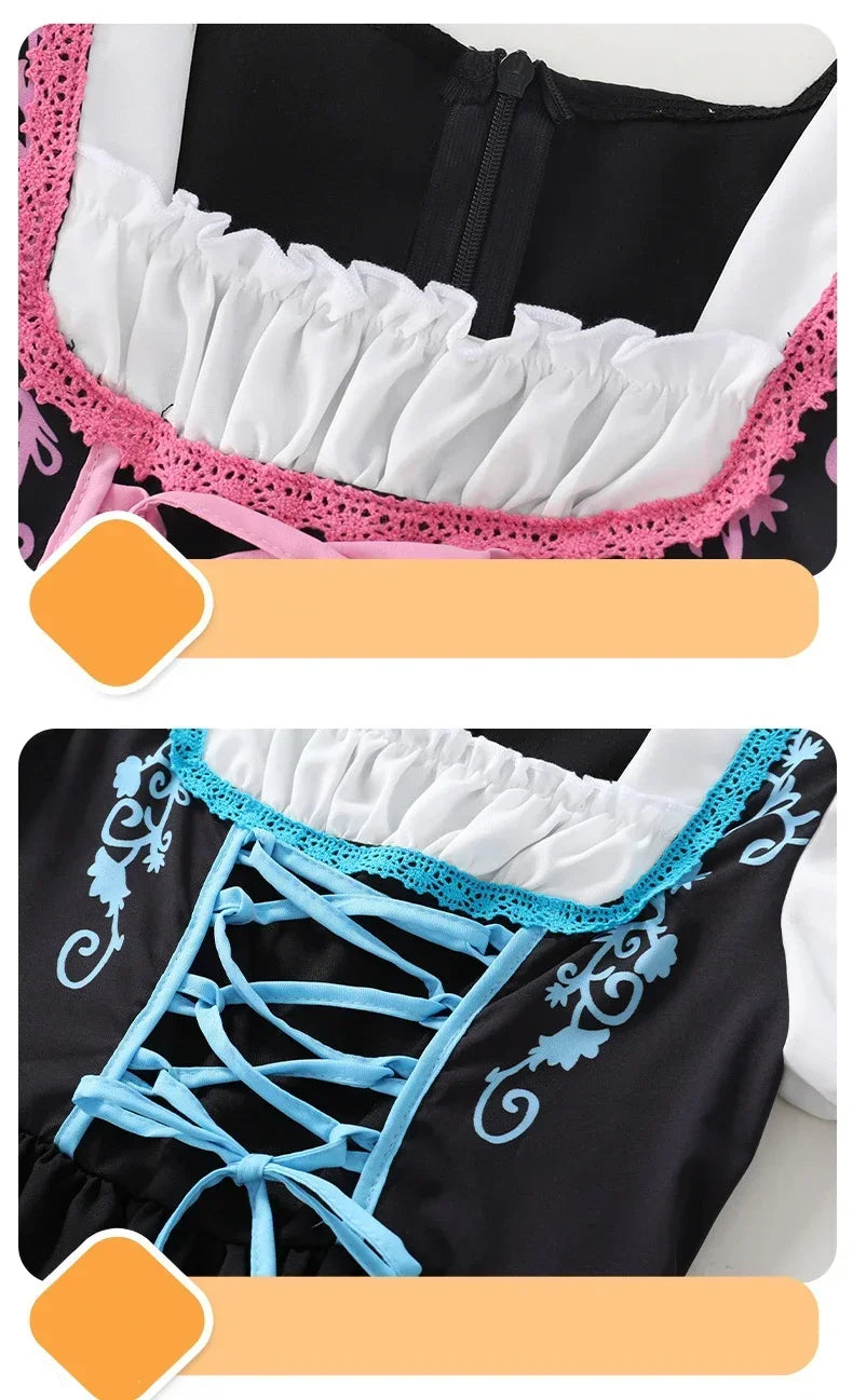 Kind Deutsches Dirndlkleid Bierfest Dienstmädchenkleid Oktoberfest Mädchenkostüm Cosplay Kostüm Partykleid