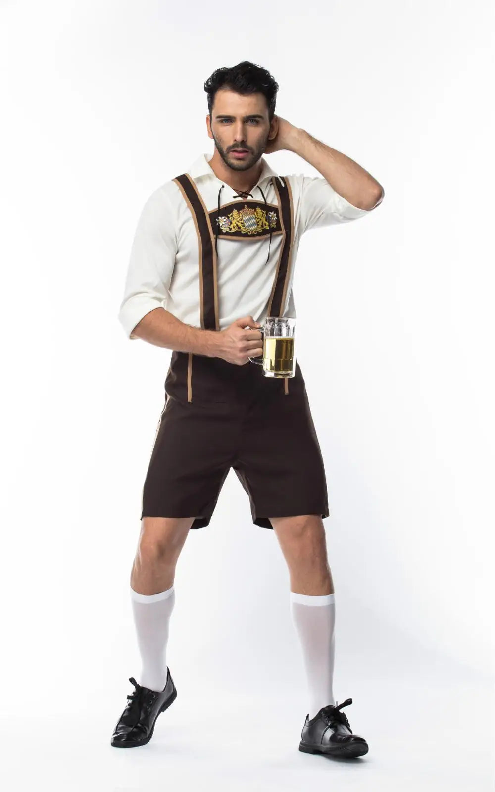 Damen Oktoberfest Kleid Kellnerin Maid Kleid Mann Dirndl Lederhosen Bier Karneval Party Outfit Kostüm