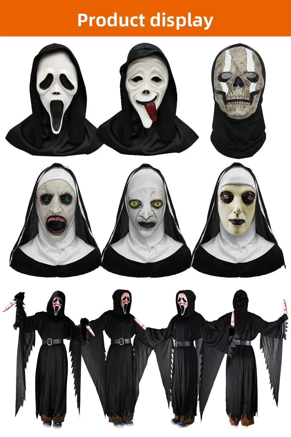 Ghost Scream Halloween Kostüm Rollenspiel Party Horror Spiel Cosplay Overall mit Maske Schrecklicher Tod Zombie Maskerade Kostüm