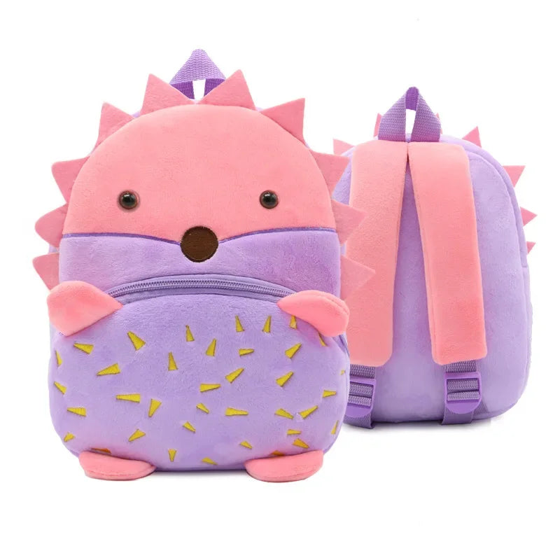 Cartoon Animal Kids Backpack Double Shoulder Plush Nursery Children Bag Customizable Printing Breathable Lightweight