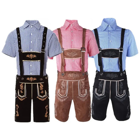 Bayerisches Oktoberfest Deutsches Bierkostüm Männliches Oktoberfest Lederhosenkostüm Bierhemd Hosenträgershorts Hut Cosplay Kostüme