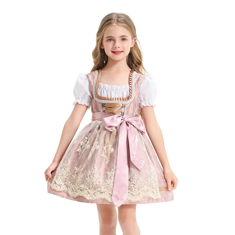 NEU Münchner Oktoberfest für Mädchen Kostüm Klassisches Alpen Dirndl Kleid Cosplay Phantasie Partykleid