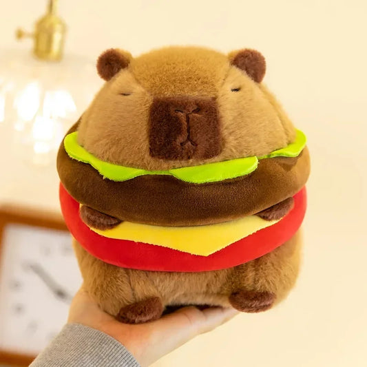 Neues süßes Hamburger Capybara-Plüschtier, Stofftier, Simulationstier, Puppe, weiches Kinderspielzeug, Geburtstagsgeschenk, Kawaii-Raumdekoration