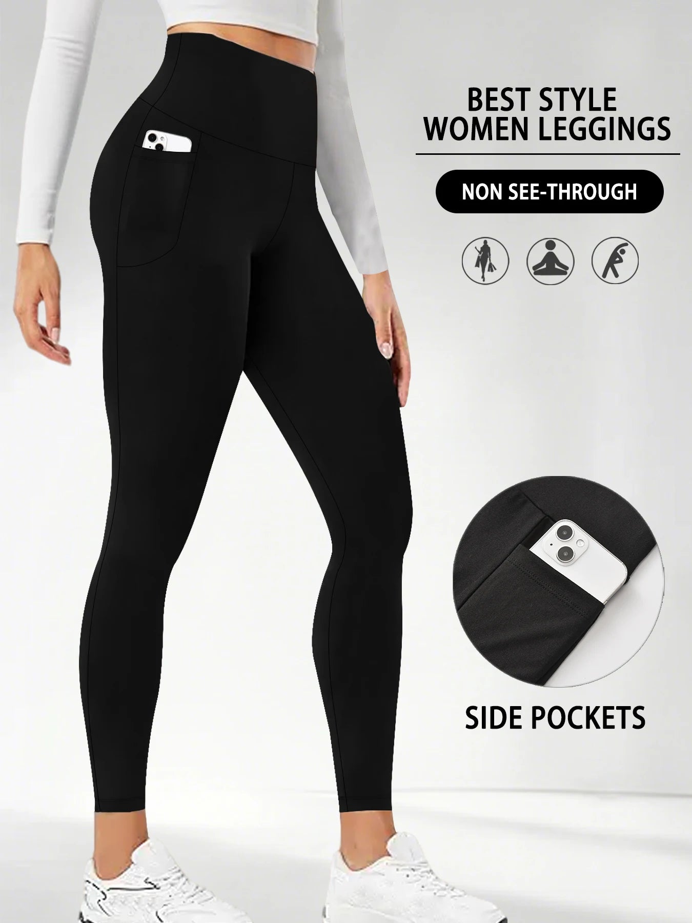 Superweiche Sport-Leggings mit Taschen für Frauen, hohe Taille, Workout, Yoga, Laufen, Push-Up, Fitnessstudio, Fitness, enge Hosen für Damen
