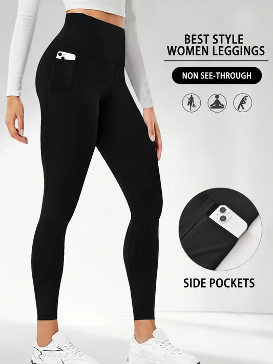Superweiche Sport-Leggings mit Taschen für Frauen, hohe Taille, Workout, Yoga, Laufen, Push-Up, Fitnessstudio, Fitness, enge Hosen für Damen