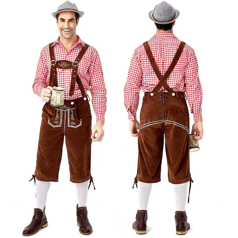Männer Bayerisches Bier Männliches Hemd Strampler Shorts Set Cosplay Kostüm Deutsches Oktoberfest Kostüme Halloween Festival Party Outfit