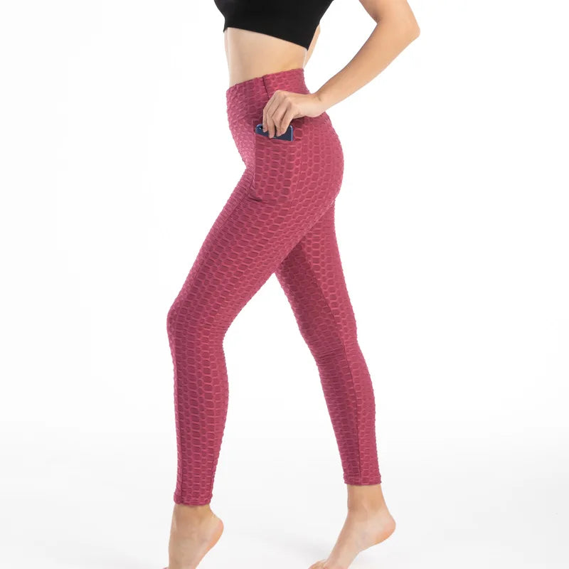 Frauen Mode Tasche Blase Hosen Stretchy Schlank Leggings Gym Laufen Radfahren Fitness Hosen Hohe Taille Hip Lift Leggings Weibliche