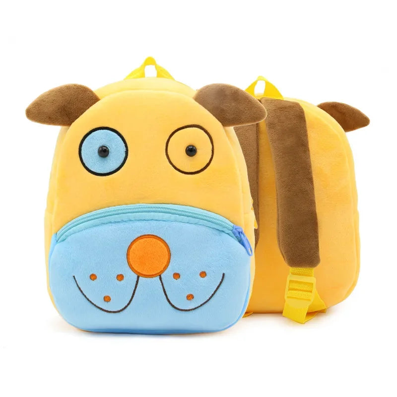 Cartoon Animal Kids Backpack Double Shoulder Plush Nursery Children Bag Customizable Printing Breathable Lightweight