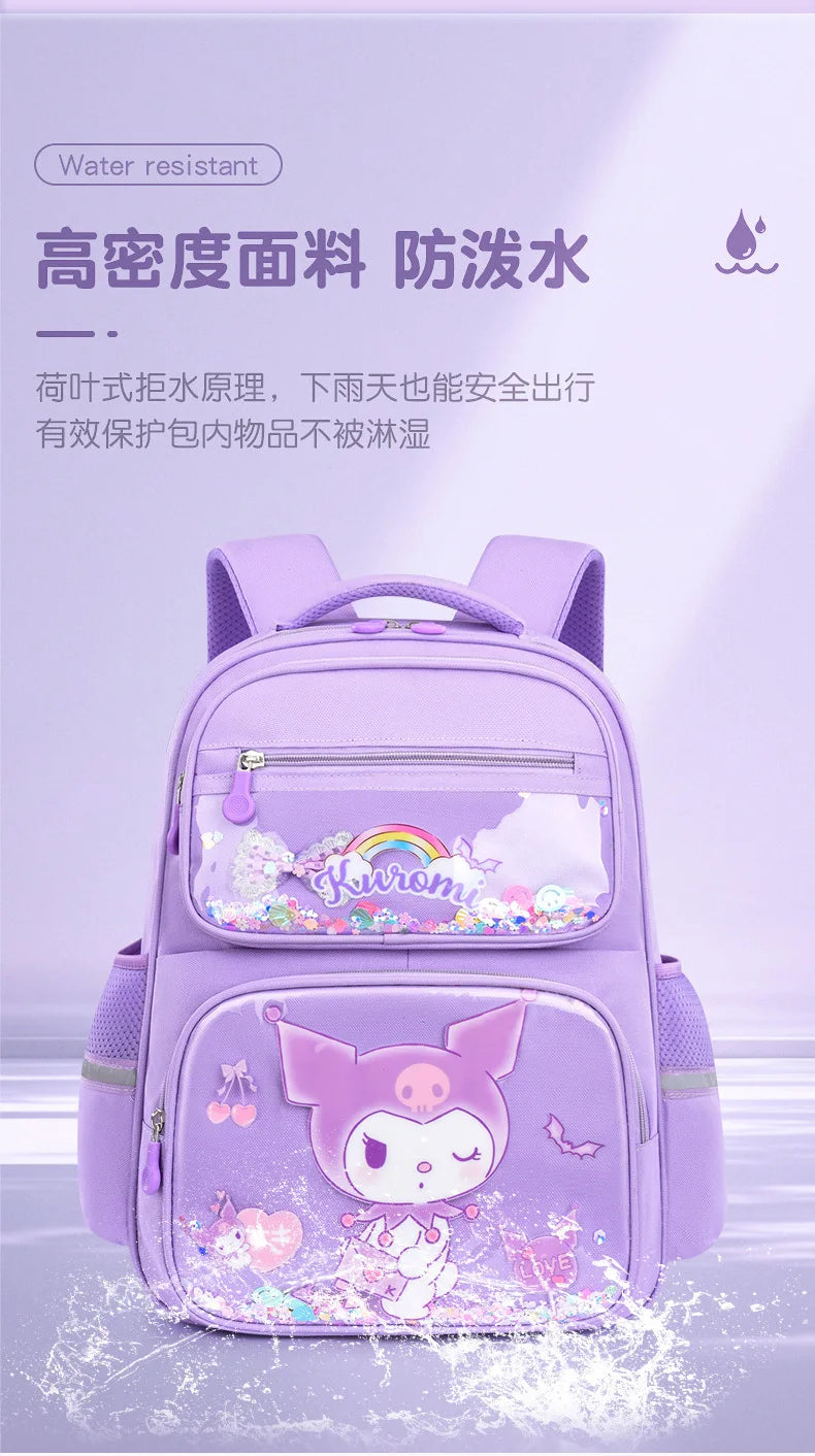 Kids Cute Backpack Big School Bags Students Large Capacity Lightweight Girls Children Kuromi Sanrio Melody Kawaii Cinnamoroll