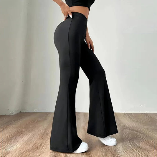 Alobee Damen-Leggings mit hoher Taille für Frühling und Herbst, eng anliegende Hose, schmales Bein, lange schwarze Hose, Hose mit weitem Bein für Frauen