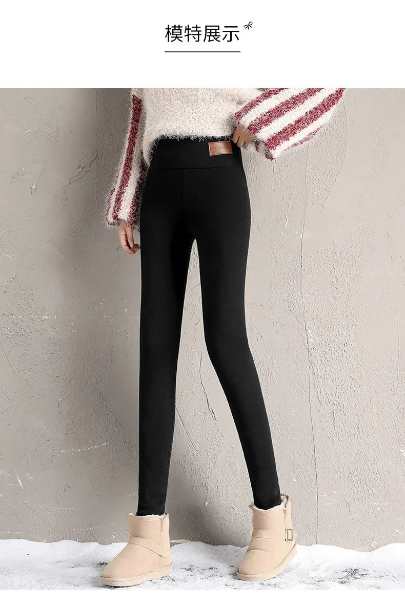 Ultradicke Leggings aus künstlichem Samt aus Lammkaschmir, dicke Winterhose mit hoher Taille und warmer Hose