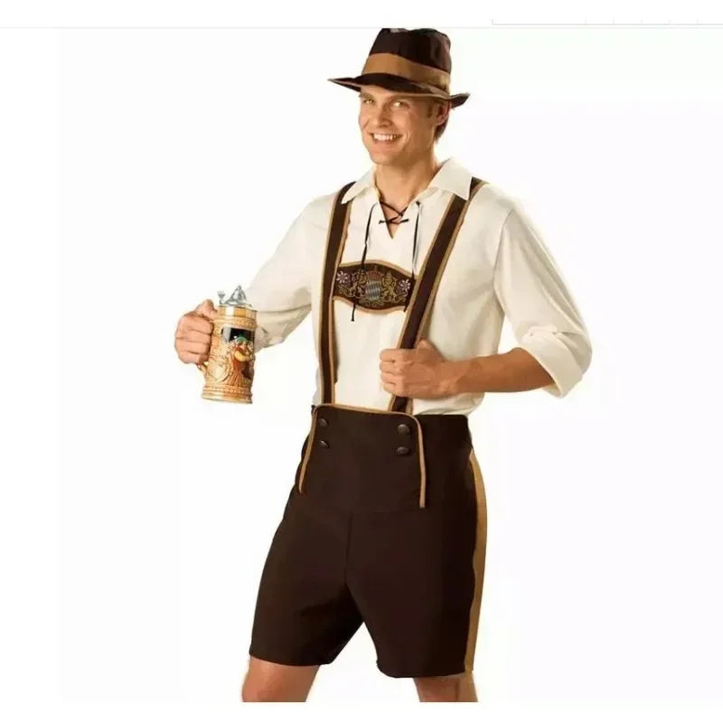 Hansel Bayerische Lederhosen Oktoberfest Kostüm für Männer Deutsches Bierfest Outfit Cos Kleidung Cos Kostüm Mann