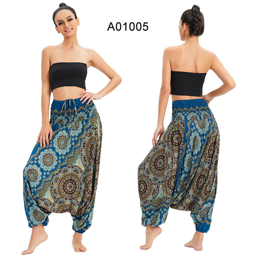 Bohemian Hosen Frauen Pantalones Mujer Hippie Hohe Taille Rayon Harem Baggy Boho Yoga Strand Tragen Gießen Femme Calca Feminina Gedruckt
