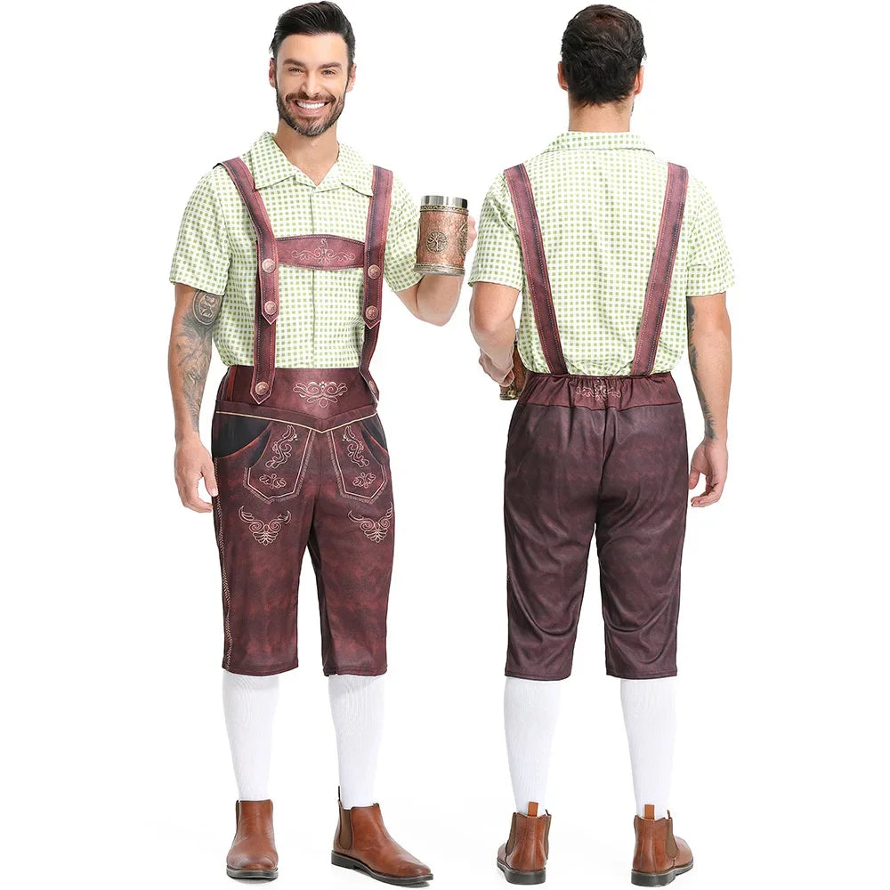 Männliche Bayerische Lederhosen Oktoberfest Kostüm Deutsche Bier Festivals Hosenträger Männer Cosplay Halloween Karneval